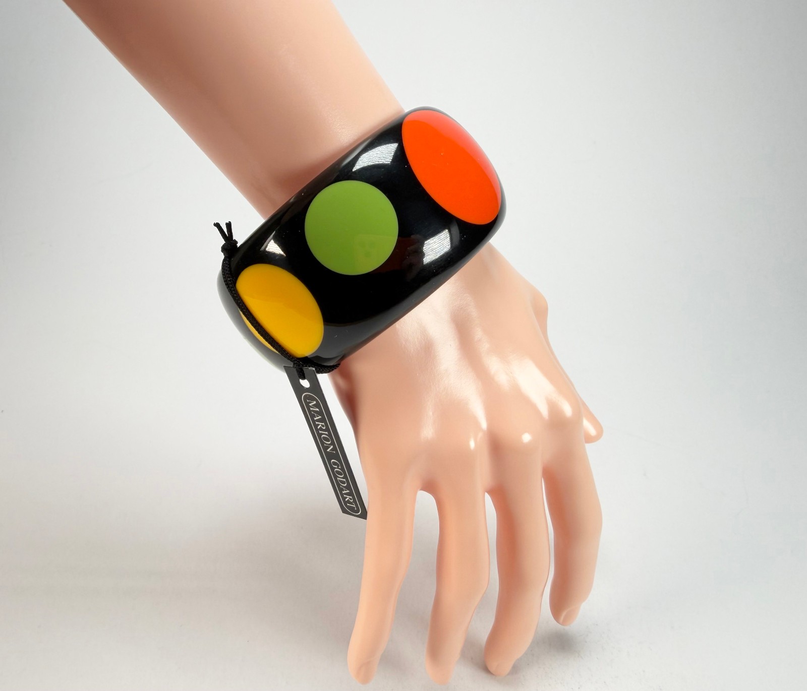 Marion Godart – BSX “Motif à Pois” Black & Mix Colours Solid Round 3.4cm Bangle