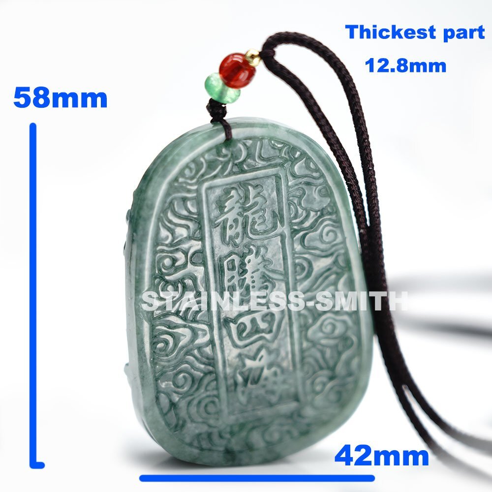 Genuine Natural Real Mens Fine Dragon Green Jadeite Jade Stone Pendant Necklace