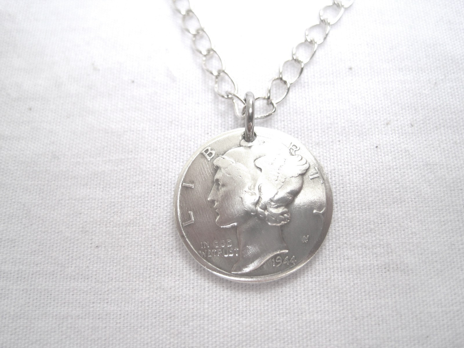 Antique silver Mercury dime necklace