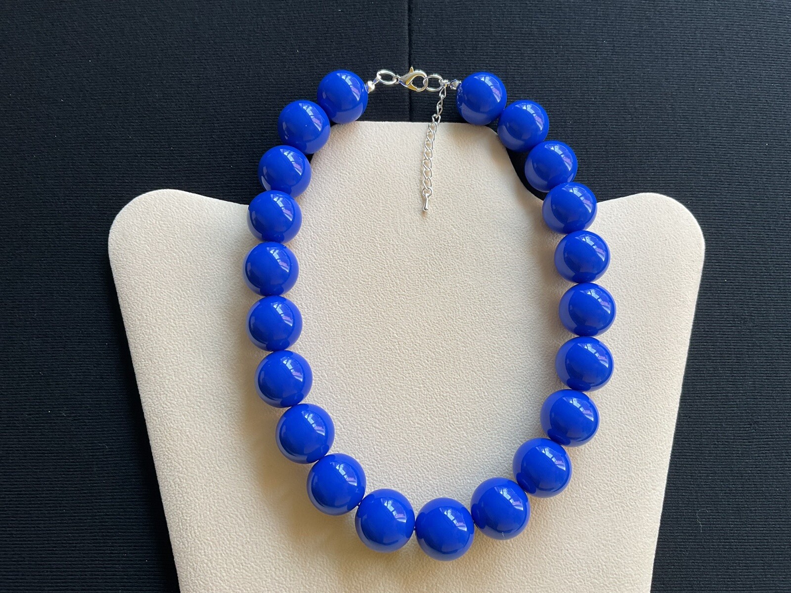 Chunky Royal Blue Beads Adjustable Choker Necklace