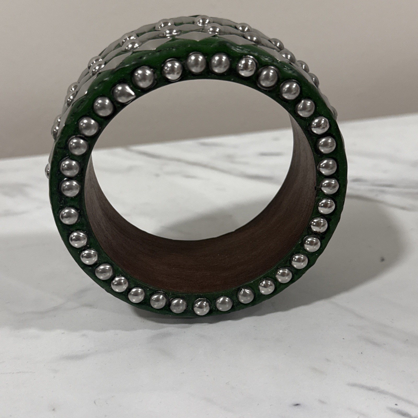 Antika Collection Green Studded Bangle – Artisan Statement Bracelet
