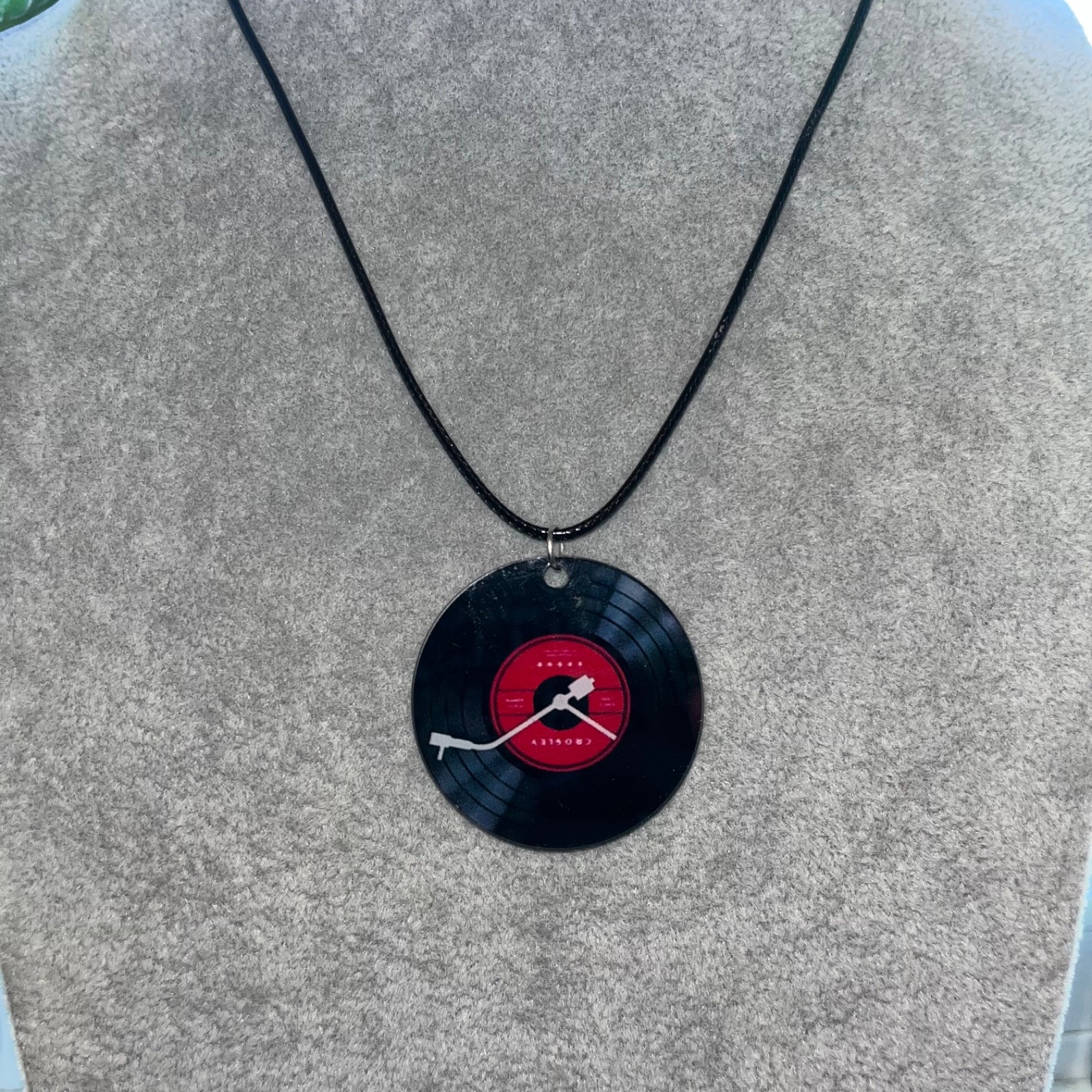 Perspex Vinyl / Record Necklace on Black Cord – Music