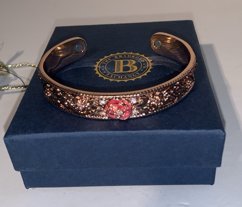 Bradford Exchange Nature’s Healing Beauty Copper Cuff Bracelet Bohemian NIB COA