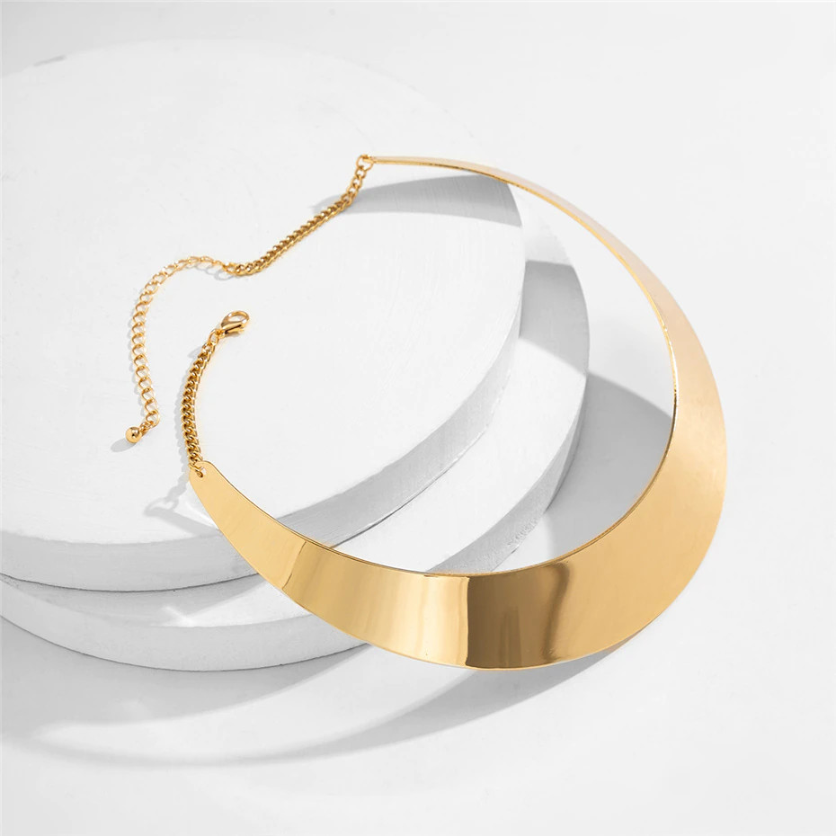 Chunky Collar Choker Wide Statement Necklace Fashion Jewelry