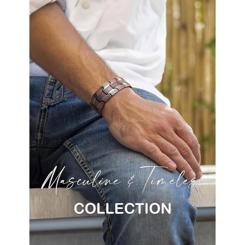 GMOX Men’s Copper Bracelet,3X Strength 99.99% Copper Magnetic Adjustable Length