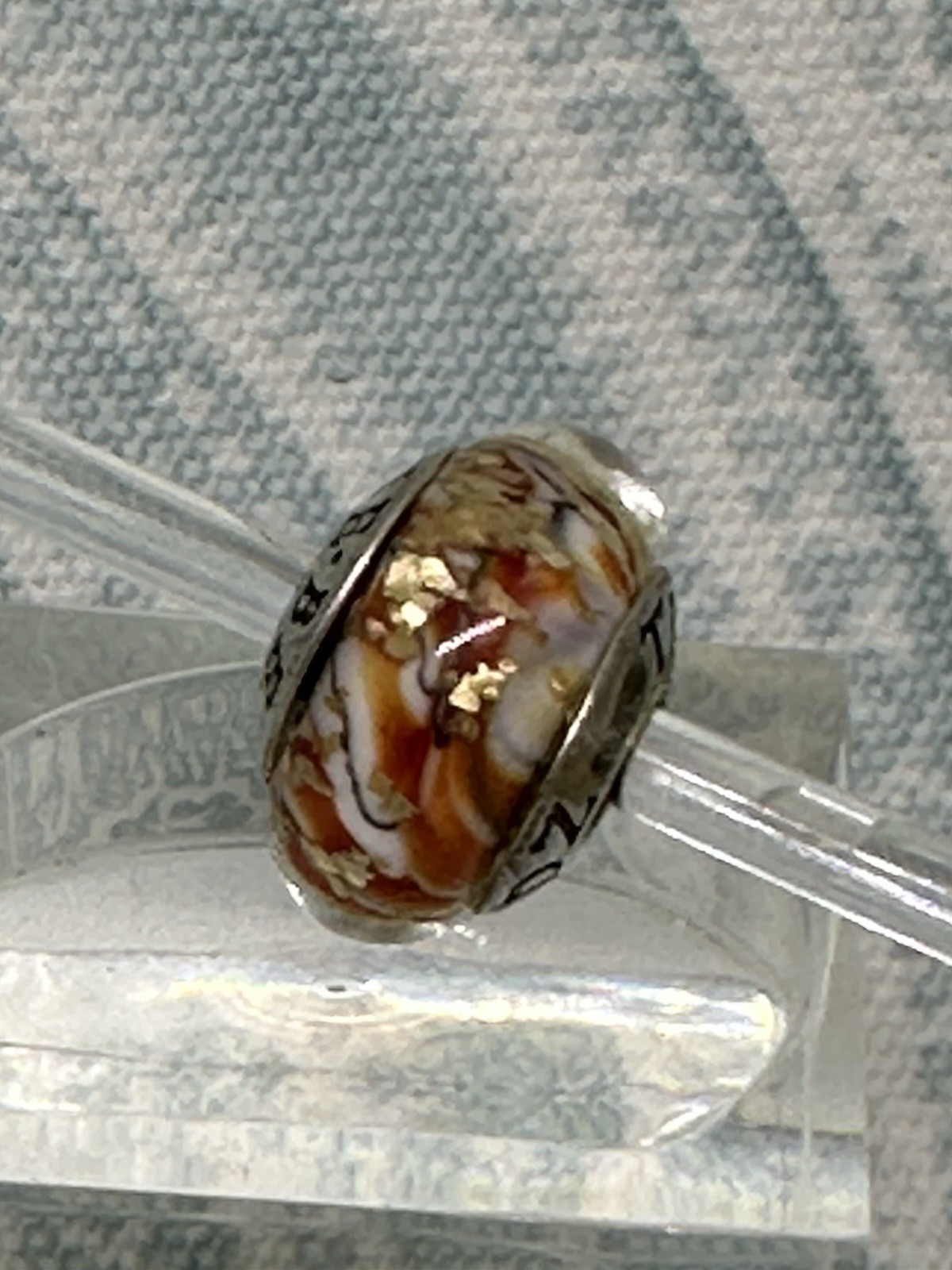 True Beadz Orange & White with Gold Flakes, New
