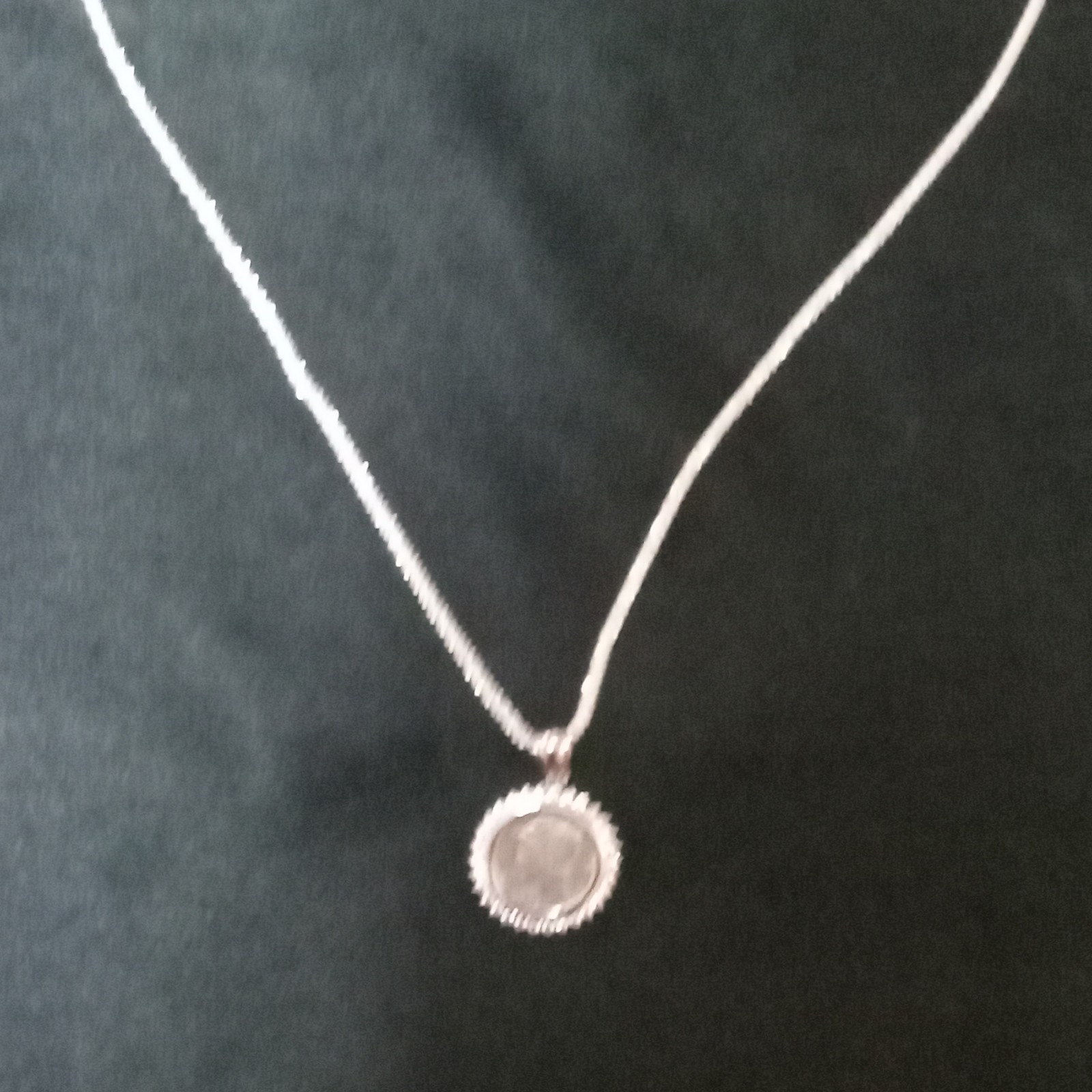 Sterling Silver Coin Pendant Chain Necklace, Mercury Dime Design, Halo Setting