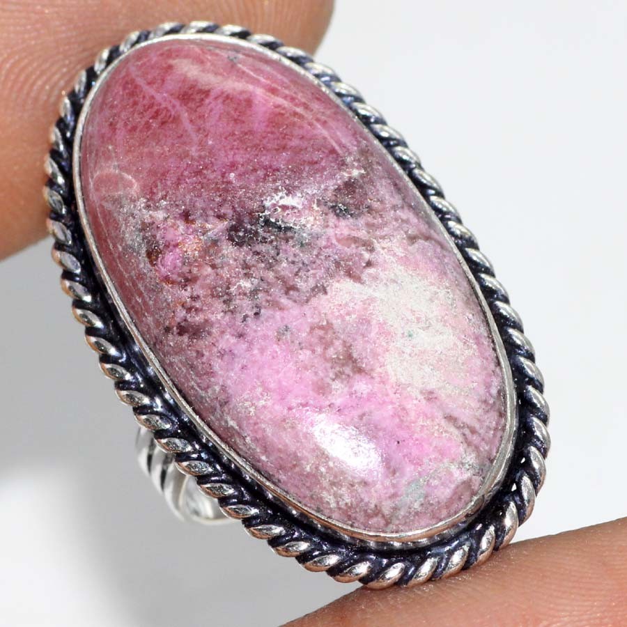 925 Silver Plated Cobalt Calcite Ring Handmade Gemstone Size US 6 JW