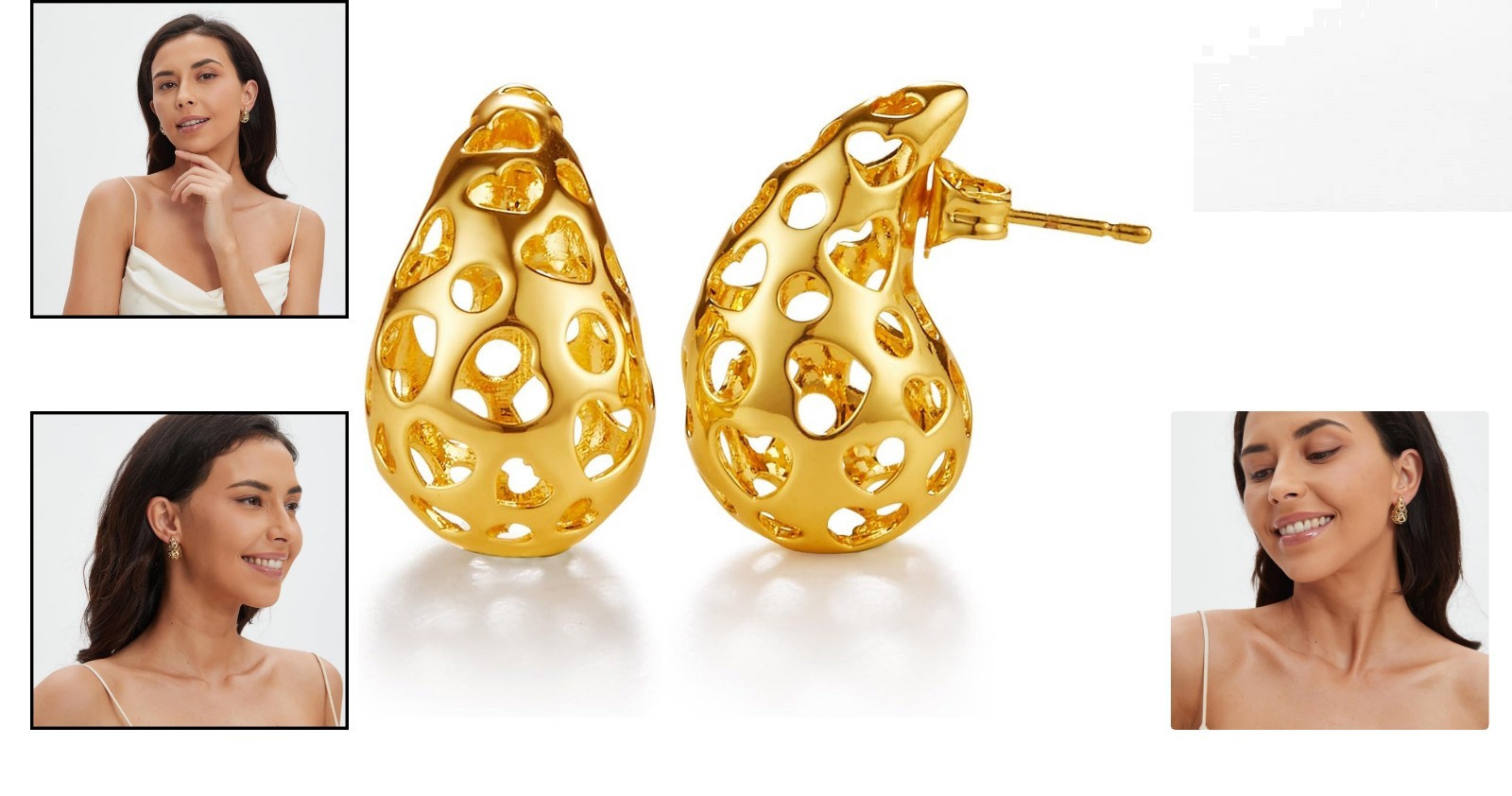 Trendy Lightweight 14K Gold Plated Hoop Stud Earrings for Casual and Formal Wear
