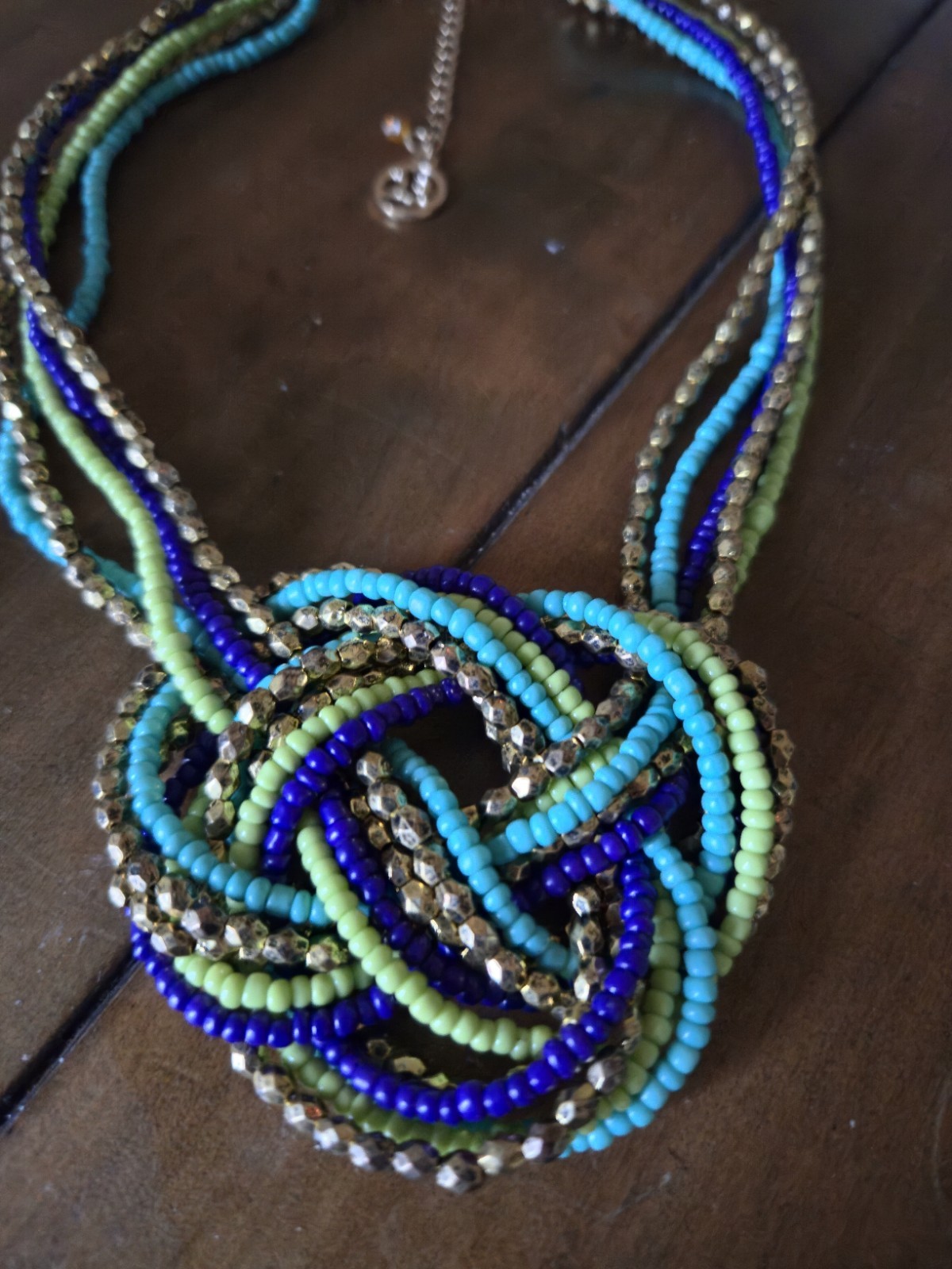 Women’s Chunky Beaded Knot Necklaces 9″ Lot Of 2
