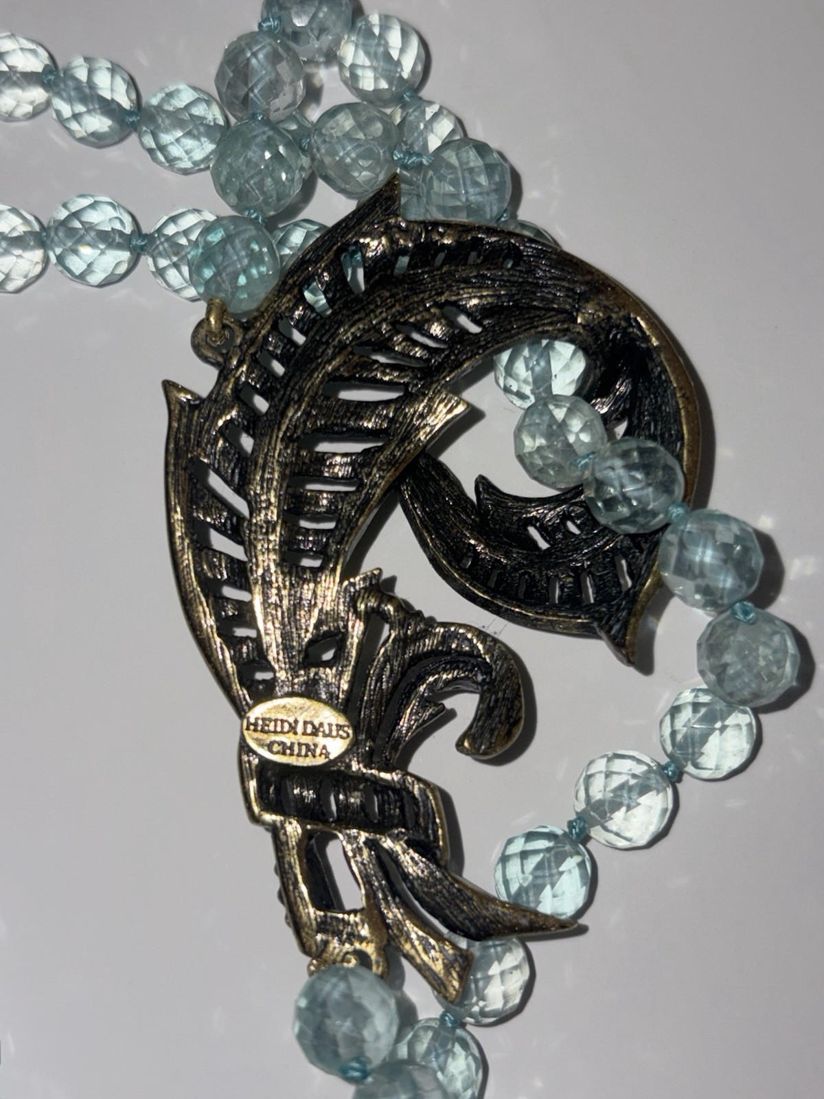 Heidi Daus Statement Necklace Crystal Plume Bead Art Deco Vintage