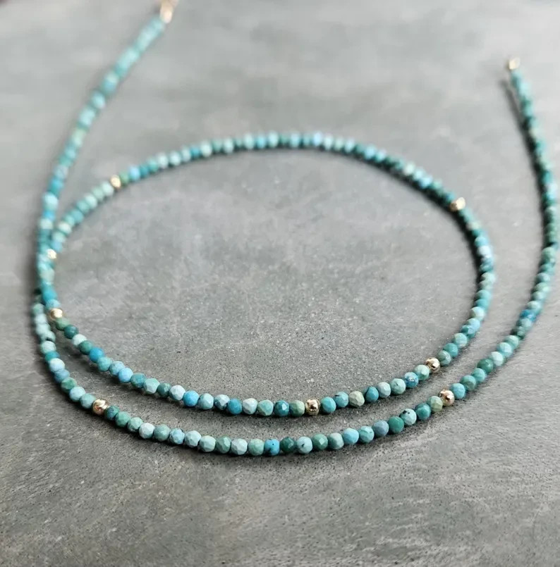 Genuine Turquoise Choker Necklace Healing Waterproof Layering Women Neck Jewelry