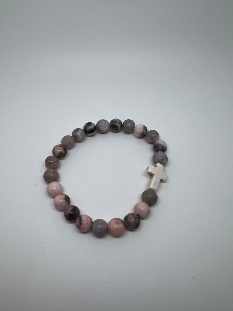 New Collection Bracelets Natural Stone 8mm Cross Elastic Rope
