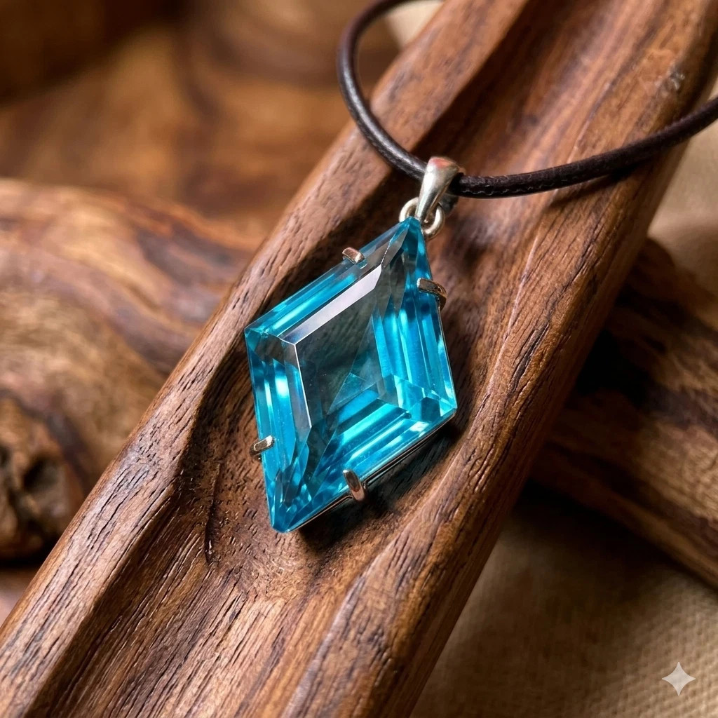 Blue Topaz Pendant 52.85Ct Natural Gems Sterling Sliver Fancy Jewelry With Chain