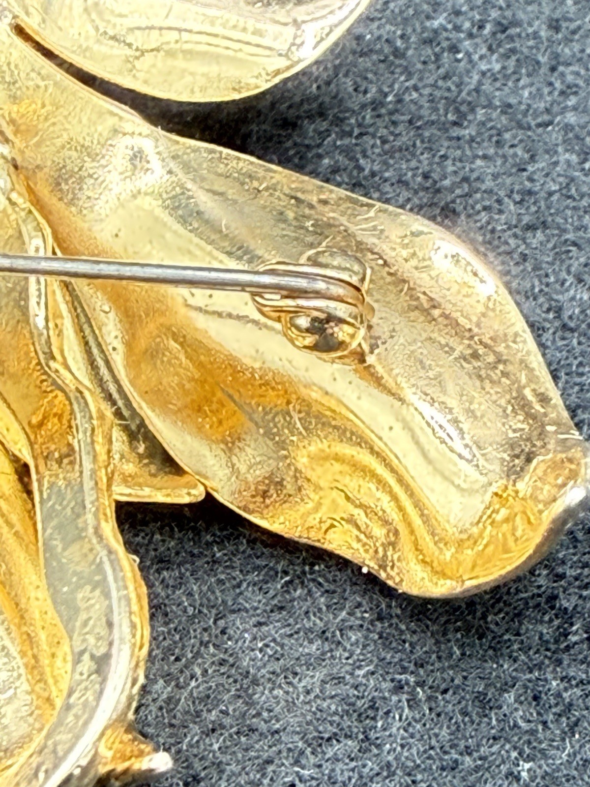 Christian Dior Henkel & Grosse Signed 1961 Gold Tone Rose Bud Leaf Stem Brooch