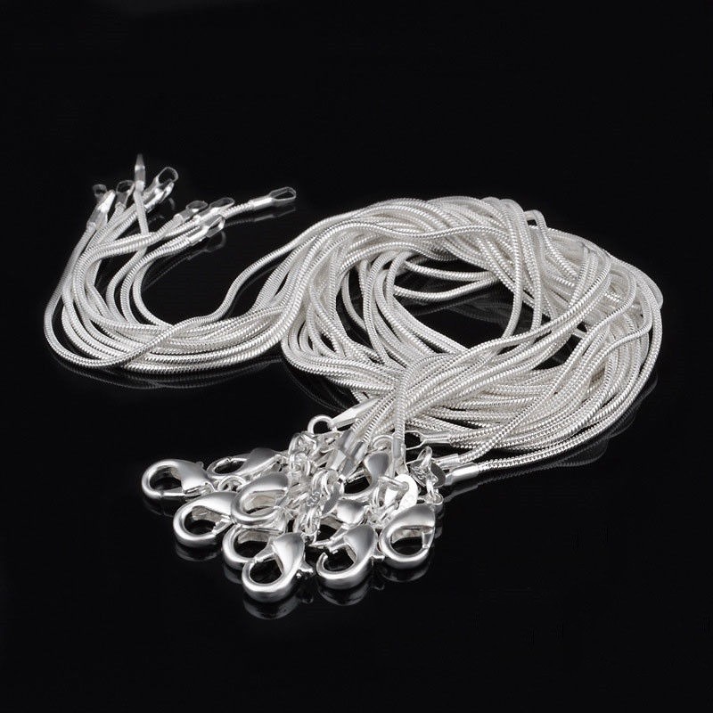 Fashion 925 Sterling Silver Lobster Clasp Snake Chain 20″ For Pendant Necklace