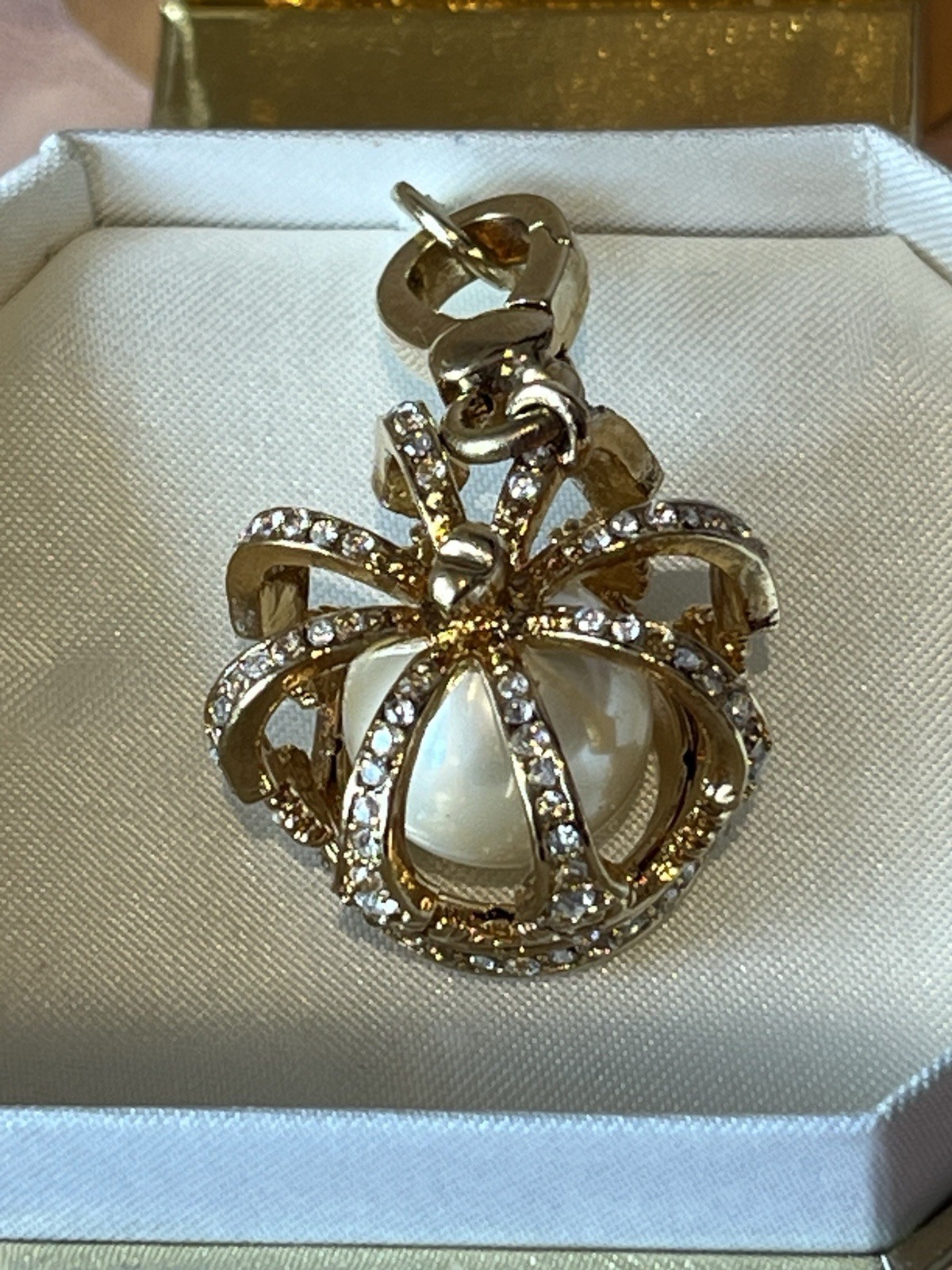 Juicy Couture Gold Crown Charm BNWT, Big Pearl, Crystal Rhinestones, Retired HTF