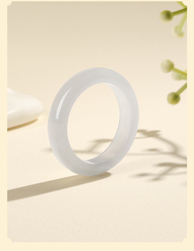 Natural Nephrite Jade Ring Green Flower Pattern Hotan Jade Women Jewelry