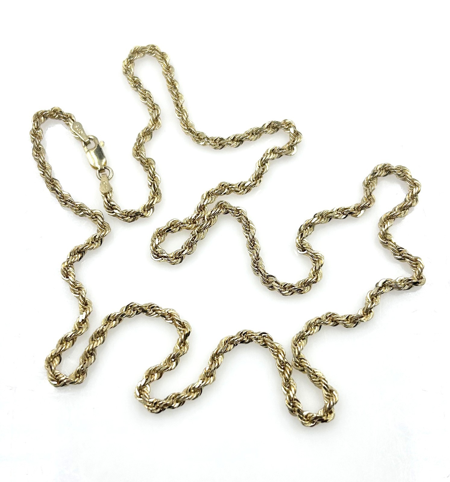 Solid 10K Yellow Gold 2.5mm Diamond Cut Rope Chain Necklace 22″ 15.5g Heavy