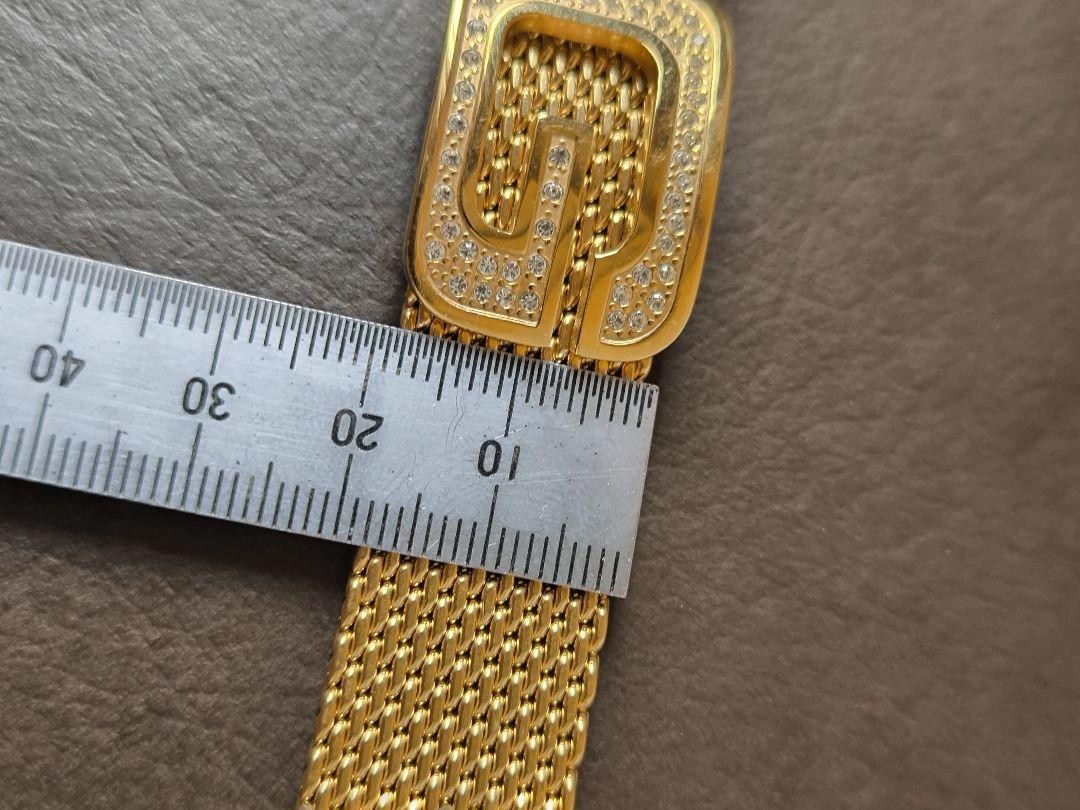 Dolce & Gabbana Bracelet Cuff Bangle Mesh Pattern Gold Logo Length: 9 in.