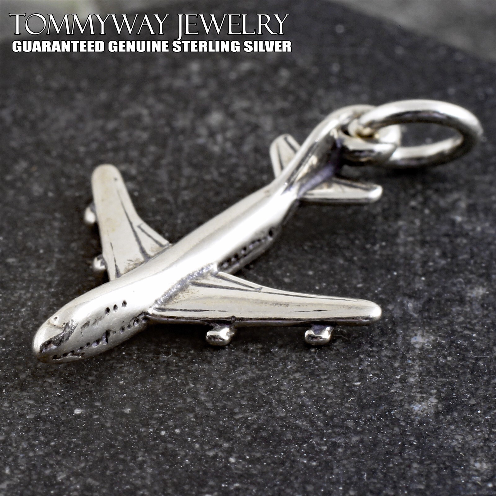 925 Sterling Silver 747 Airplane Plane Jumbo Jet Airbus Boeing Charm Pendant