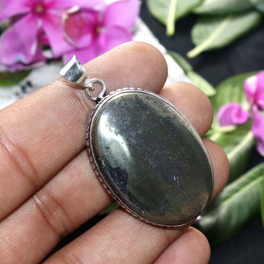 Apache Golden Pyrite 925 Silver Plated Pendant 2.2″ Budget Friendly Gift JW