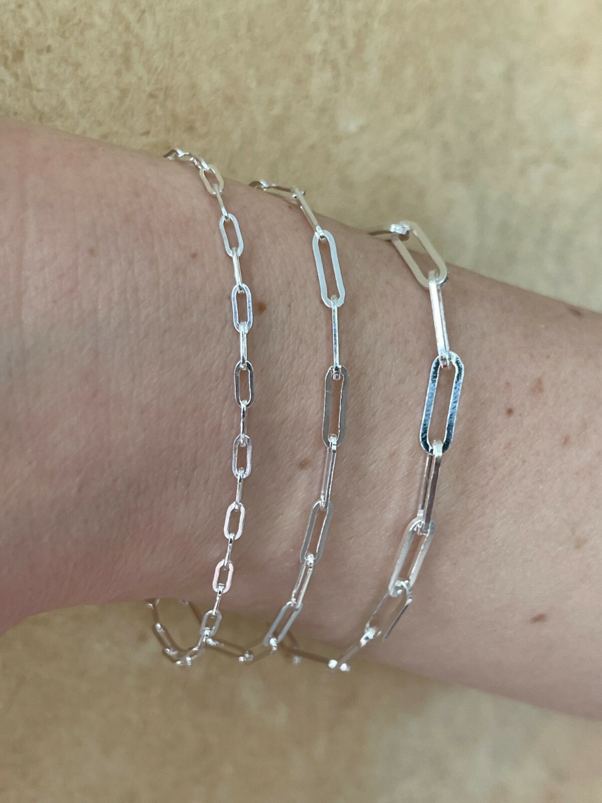 Real Solid Sterling Silver Paperclip Rolo Paper Clip Bracelet 2.5mm-4mm 6-8″