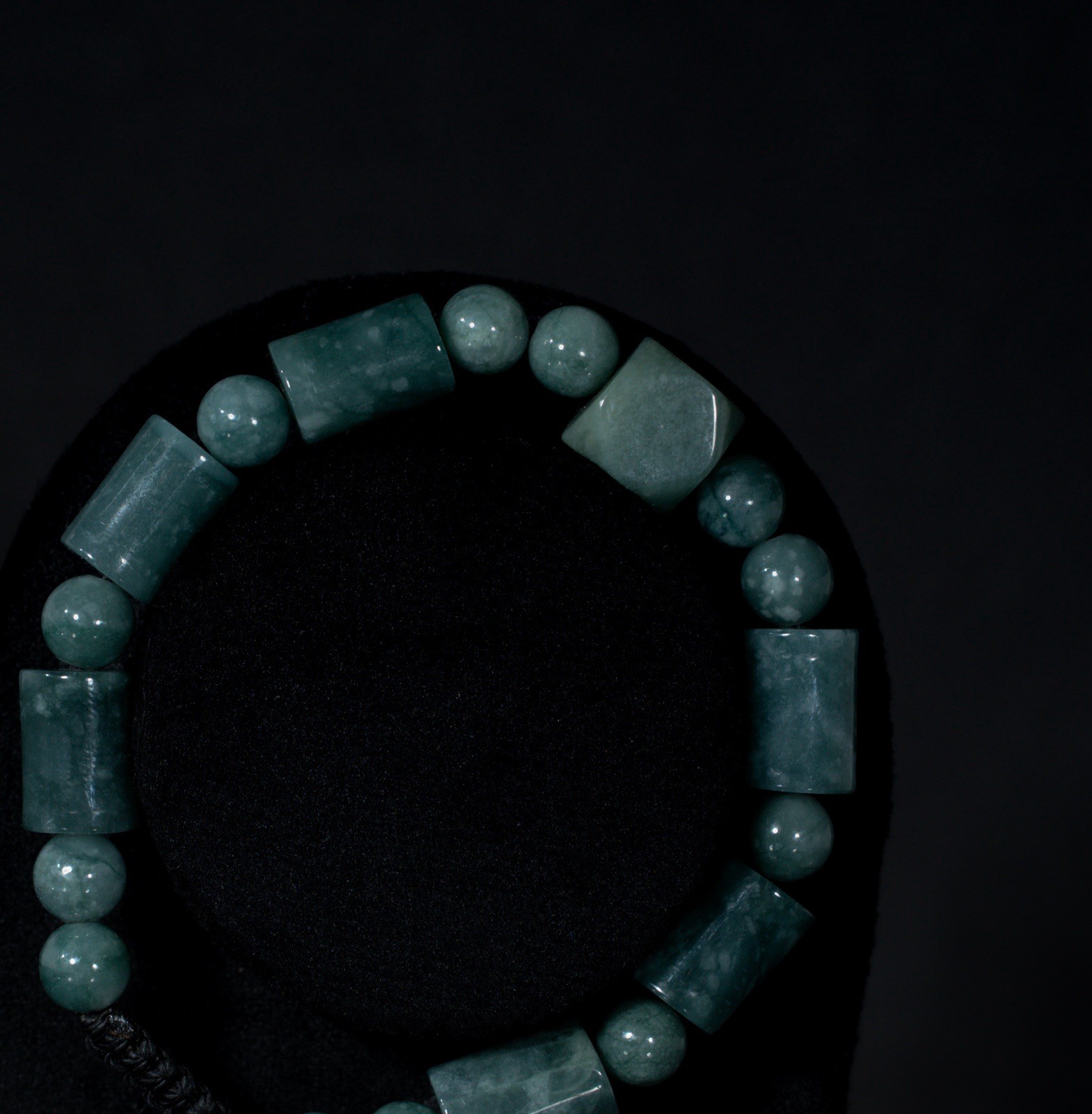 8mm Jade Bracelet with 14x10mm Barrel Jade Cord Adjustable Closure 7 to 7.5 inch