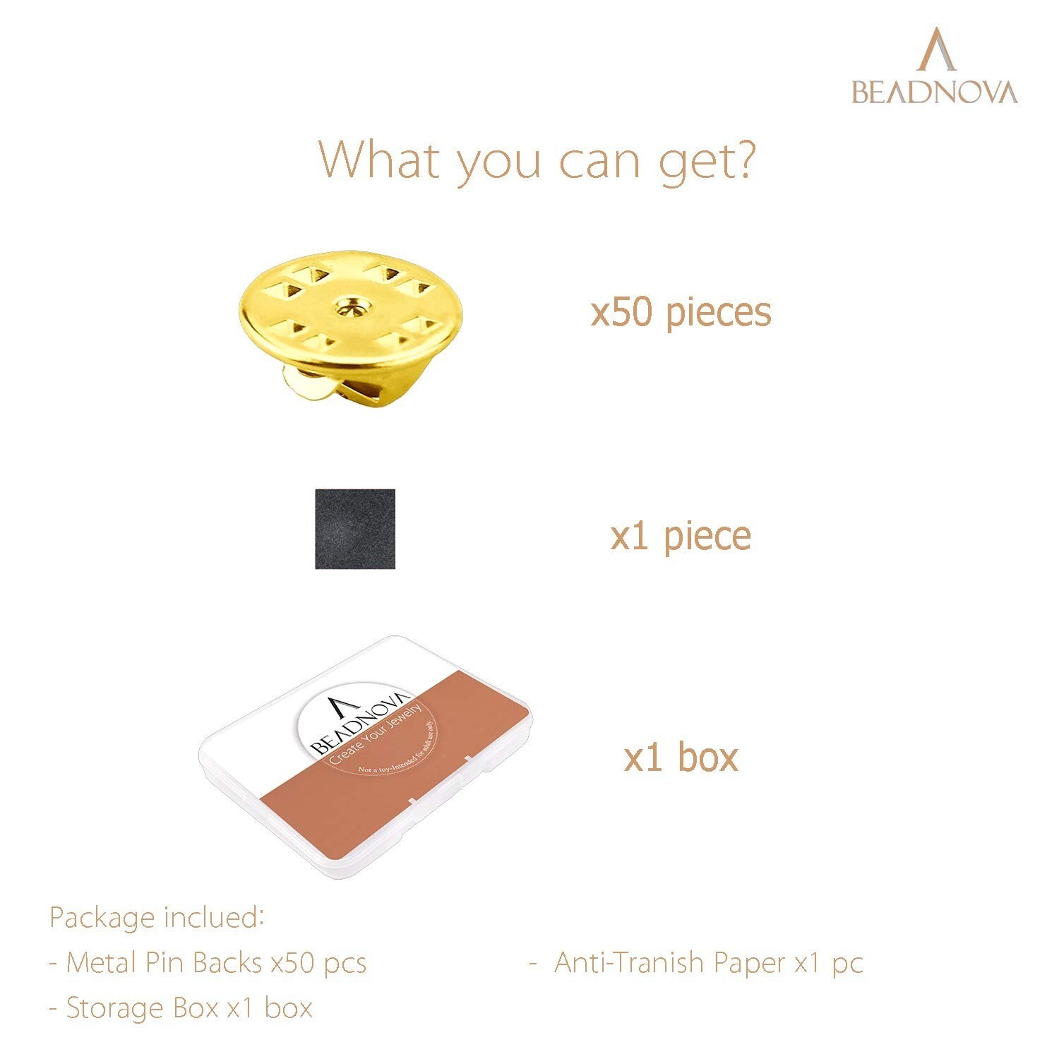 BEADNOVA Metal Pin Backs Gold Pin Backs for Lapel Pins Enamel Pins