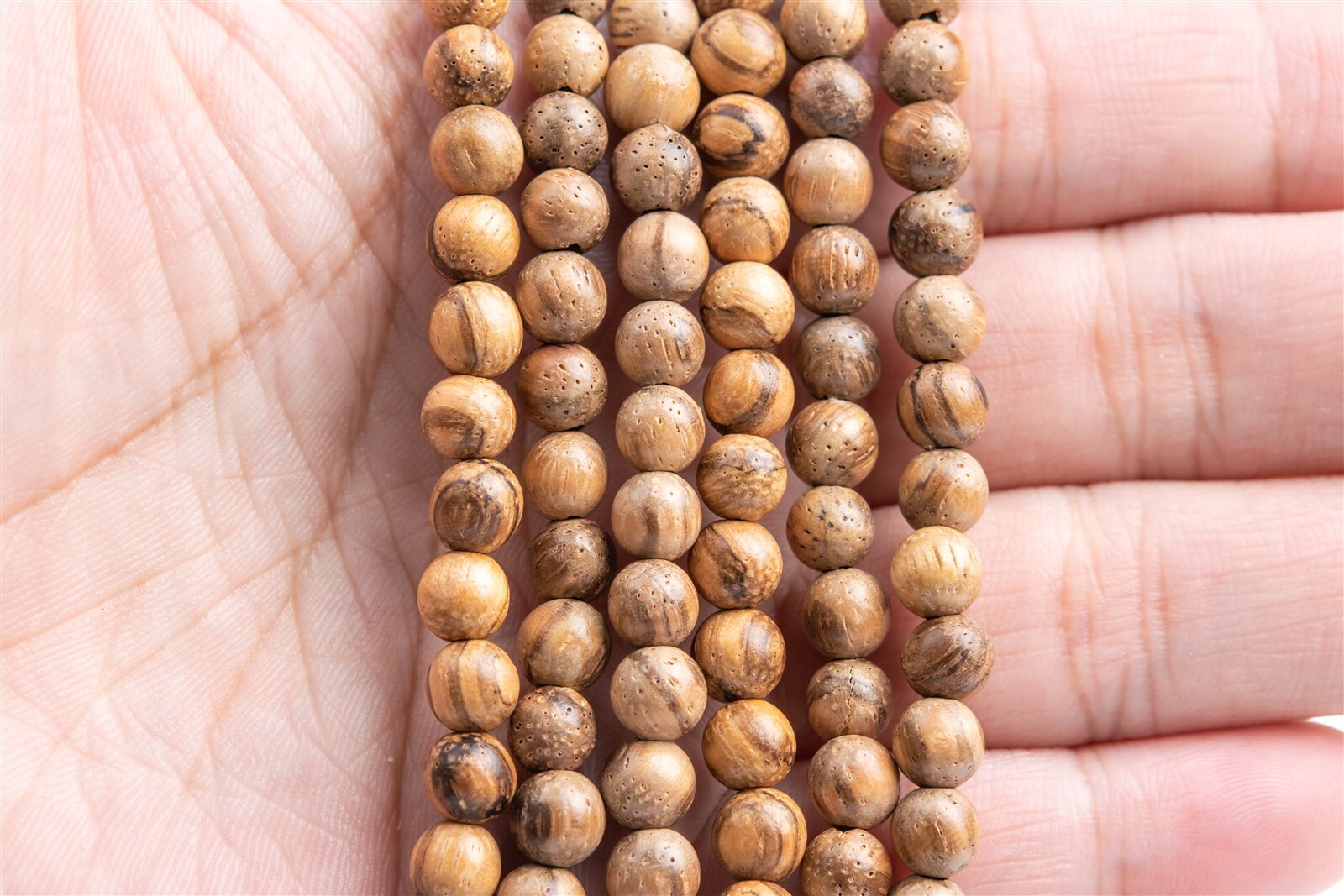 6MM 108 Pcs White Qinan Sandalwood Mala Beads Vietnam Natural Round Beads 27″